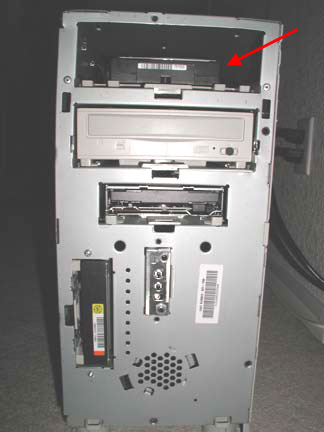 IDE drive installed in upper bay